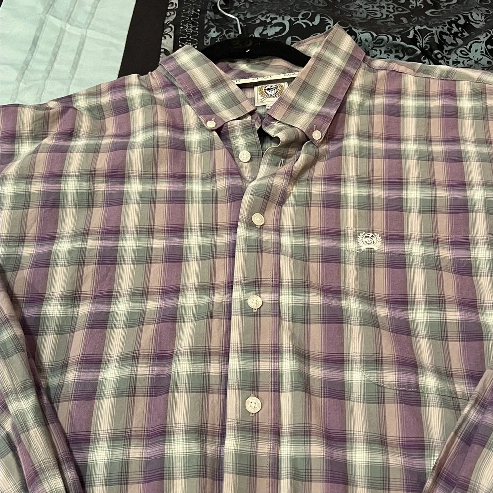 Cinch Men's Purple and Cream Plaid Shirt, very nice design, size XXL